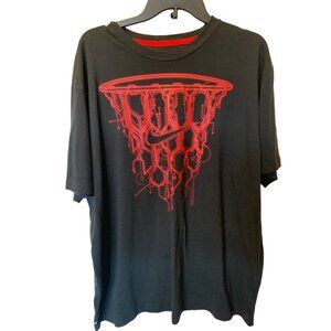 Black Nike Basketball T-Shirt with Red Hoop Graphics sz 2X